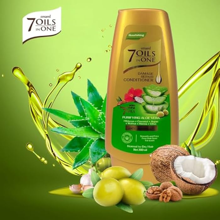 Emami 7 Oils in One Damage Repair Conditioner Purifying Aloe Vera 200 ML - Image 5